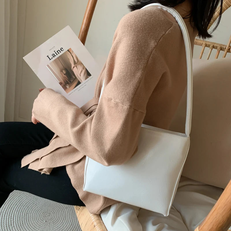 Shoulder Bags Women PU Underarm All-match Spring Bag Vintage Solid Retro