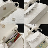 Shoulder Bags Women PU Leather Lace Bow Sweet Ladies Flaps Vintage Chain-bag