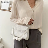Shoulder Bags Women PU Leather Lace Bow Sweet Ladies Flaps Vintage Chain-bag