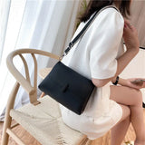 Shoulder Bags Women PU Leather Single-shoulder Office Ladies Solid Flap-bag