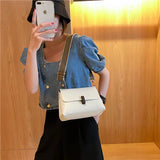Shoulder Bags Women PU Leather Single-shoulder Office Ladies Solid Flap-bag