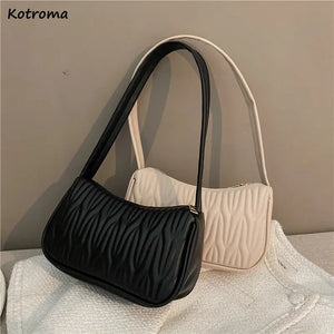 Shoulder Bags Women PU Leather Solid Office Ladies Underarm Bag All-match