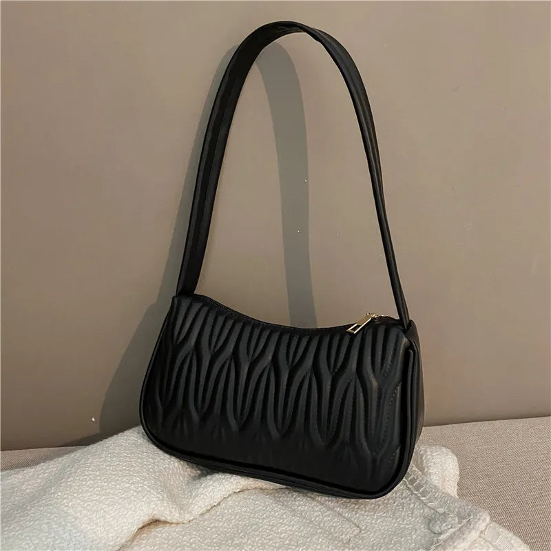 Shoulder Bags Women PU Leather Solid Office Ladies Underarm Bag All-match