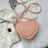 Shoulder Bags Women PU Leather Thread Sweet Solid Cross-body Heart-shaped