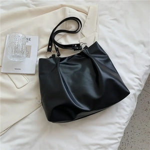 Shoulder Bags Women PU Leather Zipper Underarm Bucket Bag Texture Soft
