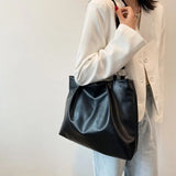 Shoulder Bags Women PU Leather Zipper Underarm Bucket Bag Texture Soft