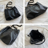 Shoulder Bags Women PU Leather Zipper Underarm Bucket Bag Texture Soft