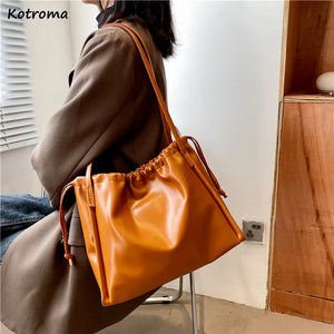 Shoulder Bags Women PU Drawstring Casual Underarm All-match Handbags