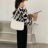 Shoulder Bags Women PU Zipper Metal Patchwork OL High Street Solid Retro Popular