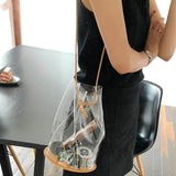 Women PVC Patchwork Transparent Bucket Jelly Bag Style Big Capacity