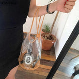 Women PVC Patchwork Transparent Bucket Jelly Bag Style Big Capacity
