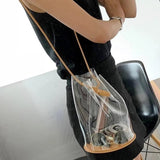 Women PVC Patchwork Transparent Bucket Jelly Bag Style Big Capacity