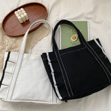 Women Patchwork Harajuku Canvas Shoulder Bag Casual Tote Large Capacity