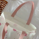 Pink Printing Canvas Shoulder Bag Zipper Preppy Style Sweet Leisure Tot