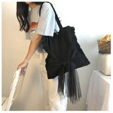 Plaid Canvas Vintage Shoulder Bag Large Capacity Tote