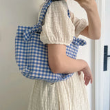 Women Plaid Shoulder Bag Large Capacity Casual Handbag All-match Style