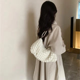 Plaid Shoulder Bag Women Soft Casual Cotton Underarm Handbag