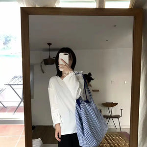 Shoulder Bags Women Plaid Casual Totes Large Capacity