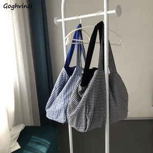 Shoulder Bags Women Plaid Casual Totes Large Capacity
