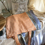 Plaid Canvas Tote Bag Eco Harajuku Shopper Reusable Handbags