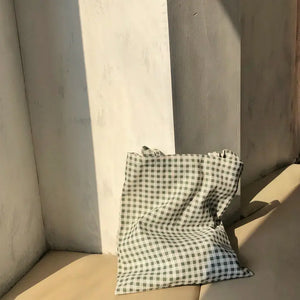 Plaid Canvas Tote Bag Eco Harajuku Shopper Reusable Handbags