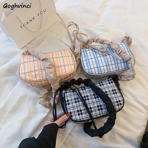 Shoulder Bags Women Plaid Underarm Female Vintage Handbags All-match