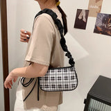 Shoulder Bags Women Plaid Underarm Female Vintage Handbags All-match