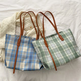 Plaid Zipper Vintage Shoulder Bag Women Large Capacity Casual Tote