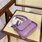 Women Purple Shoulder Bag Crocodile Pattern Handbag Streetwear PU Leather