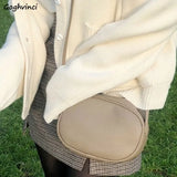 Round PU Leather Shoulder Bag Mini Cross-body Solid Color