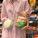 Round PU Leather Shoulder Bag Mini Cross-body Solid Color