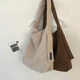 Corduroy Shoulder Bag Large Capacity Retro Style High Firm