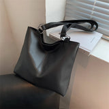 Shoulder Bags Women Solid Texture PU Leather Large Capacity Handbags
