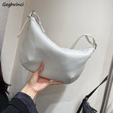 Women Solid Hobos Zipper PU Leather Crossbody Bag