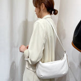 Women Solid Hobos Zipper PU Leather Crossbody Bag