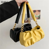 Solid PU Leather Shoulder Bag for Women