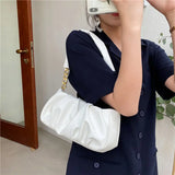 Shoulder Bags Women Solid Handbags Ladies High Street Underarm PU Leather