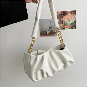 Solid PU Leather Shoulder Bag for Women