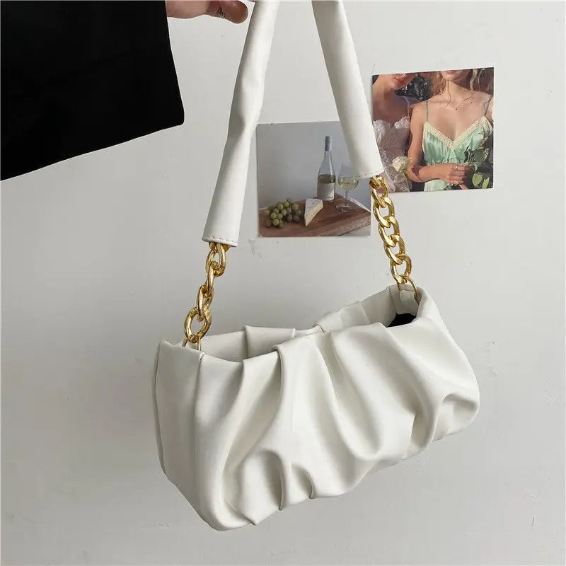 Solid PU Leather Shoulder Bag for Women