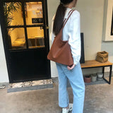 Solid Large Capacity Shoulder Bag for Women