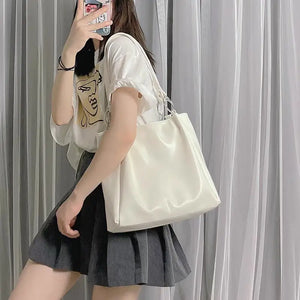 Shoulder Bags Women Solid Large Capacity Casual Totes Students Preppy School Bag