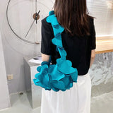 Shoulder Bags Women Solid Nylon Fabric Petals Style Ins Underarm