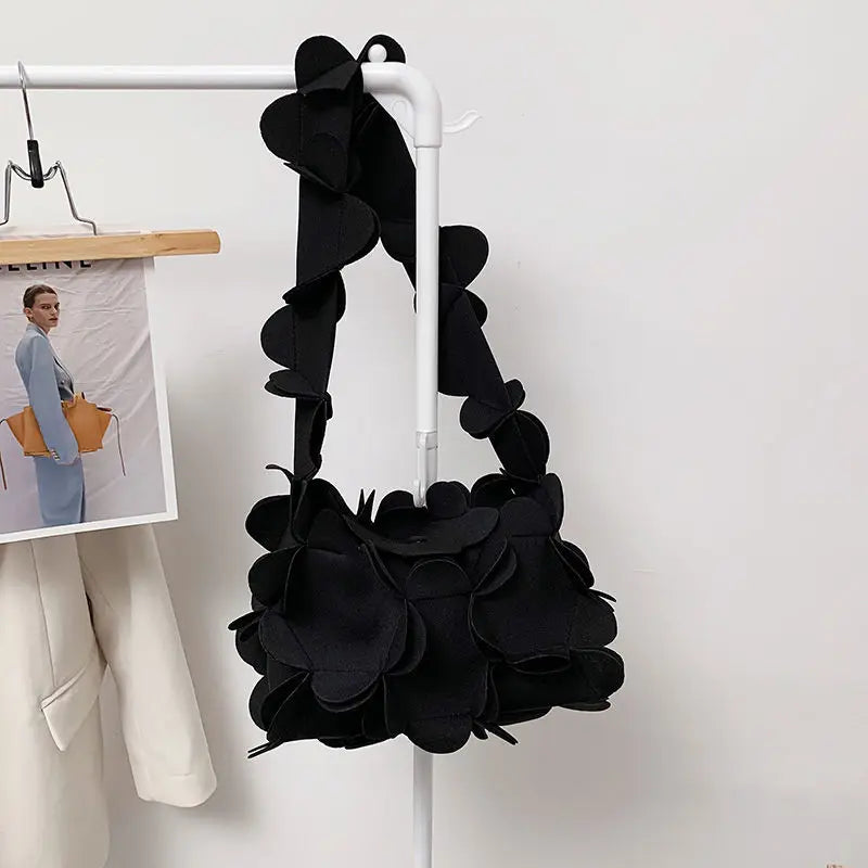 Shoulder Bags Women Solid Nylon Fabric Petals Style Ins Underarm