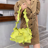 Shoulder Bags Women Solid Nylon Fabric Petals Style Ins Underarm