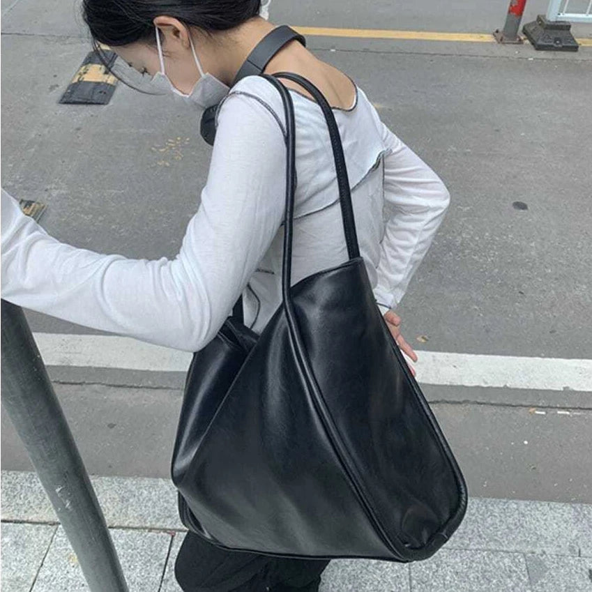 Shoulder Bags Women Solid PU Leather Casual Totes Ladies Large Capacity