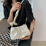 Pleated Sweet Ladies Shoulder Bag PU Leather