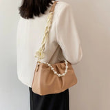 Pleated Sweet Ladies Shoulder Bag PU Leather