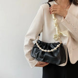 Pleated Sweet Ladies Shoulder Bag PU Leather