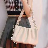 Women's Pleated Zipper Shoulder Bag