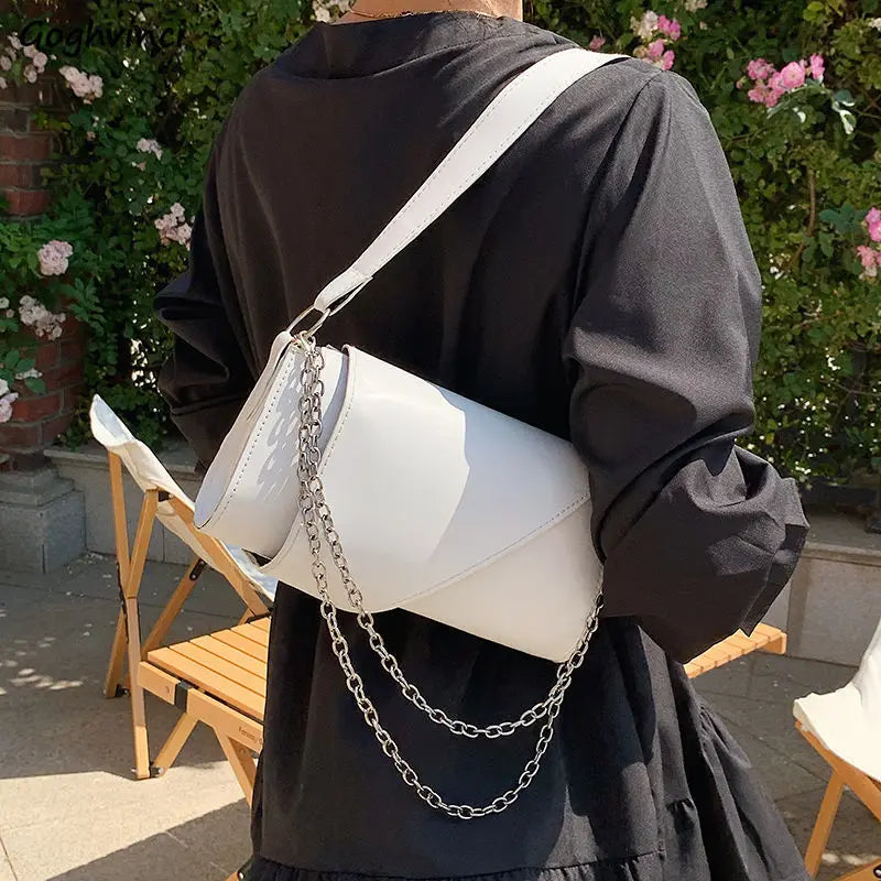 Shoulder Bags Women Solid Underarm Ladies PU Leather Vintage Handbag